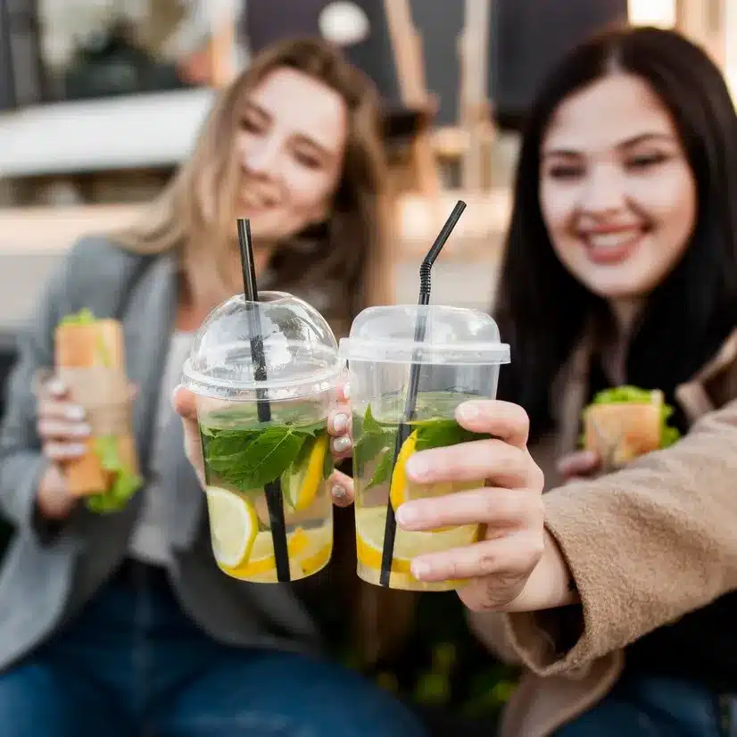 young women enjoying some fair lemonade