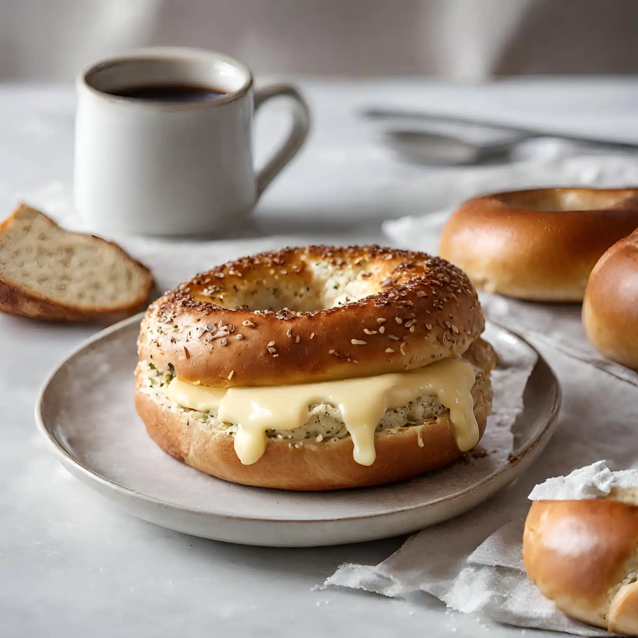 toasted bagel with a pat of butter melting