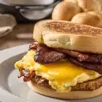 Close up view of Breakfast Sandwich Air Fryer on Jimmy Dean style