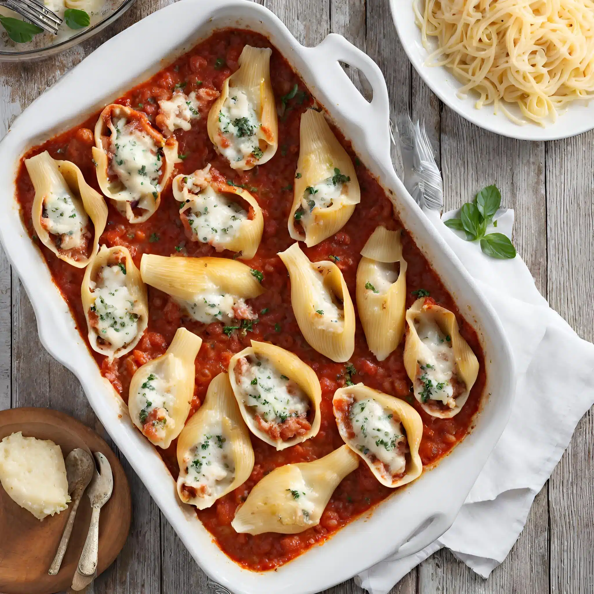 San Giorgio Stuffed Shells with tomato sauce and cheese