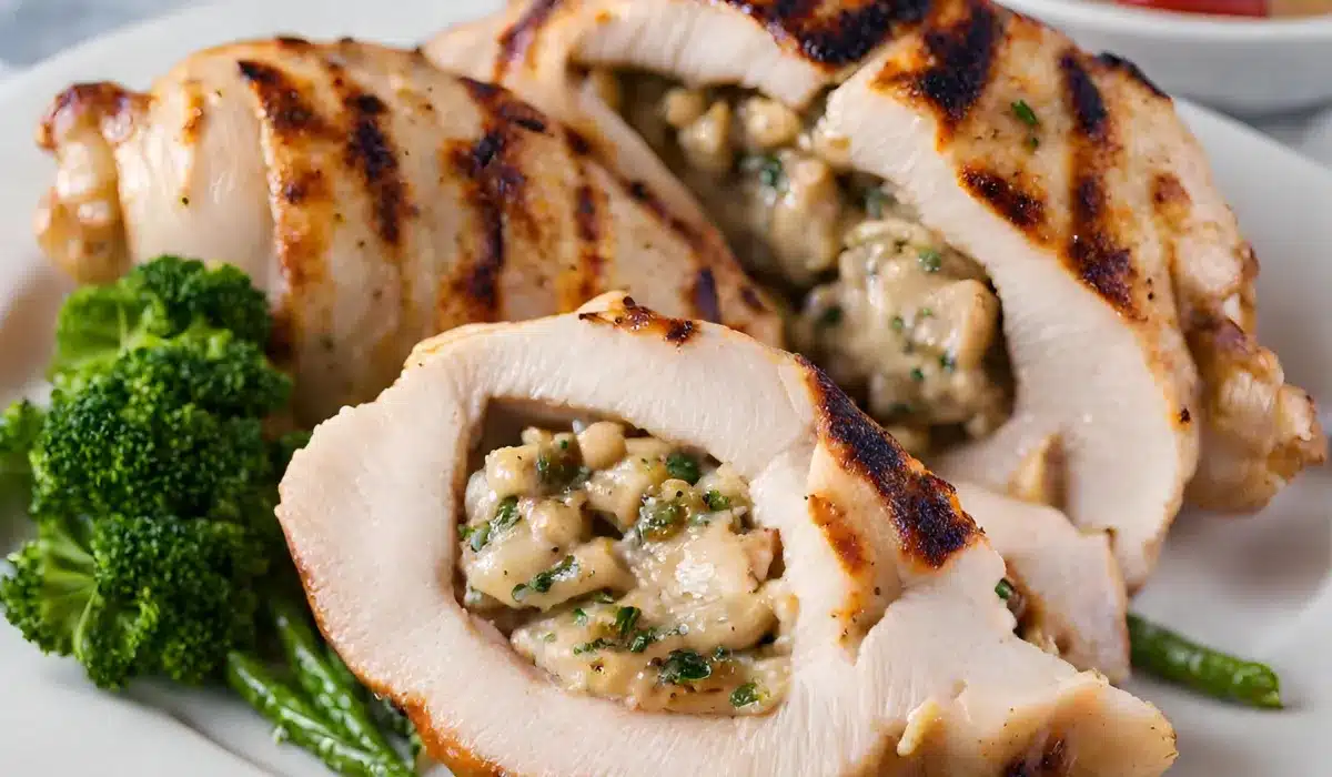 Grilled Stuffed Chicken Breast with Broccoli and Cheese